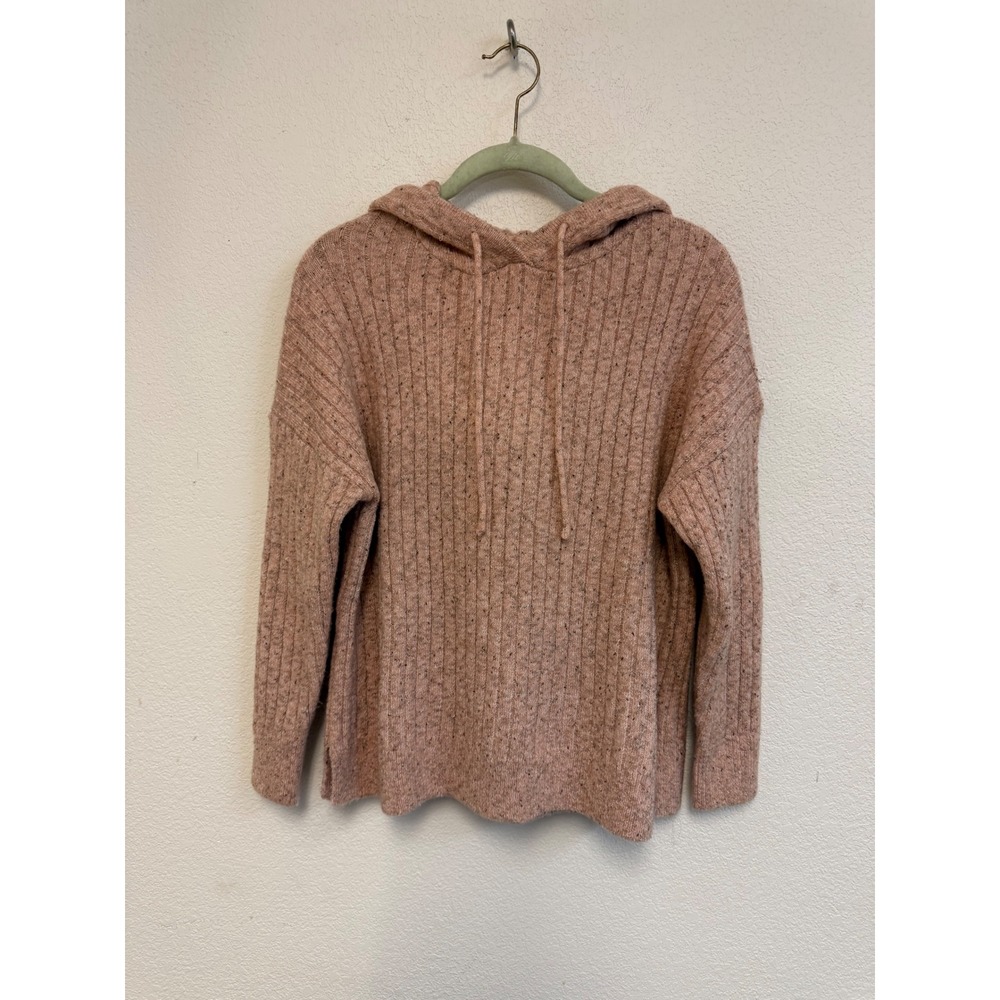 RD Style Women's XS Blush Pink Ribbed Knit Hooded Sweater Pullover Long Sleeve